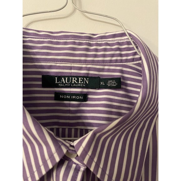 Polo Ralph Lauren Custom Fit Purple Stripe L/S Button Down Sz XL - Picture 2 of 5